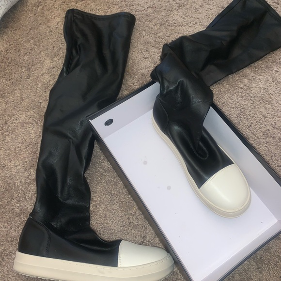 Rick Owens Black and White Sneakers - Picture 3 of 4